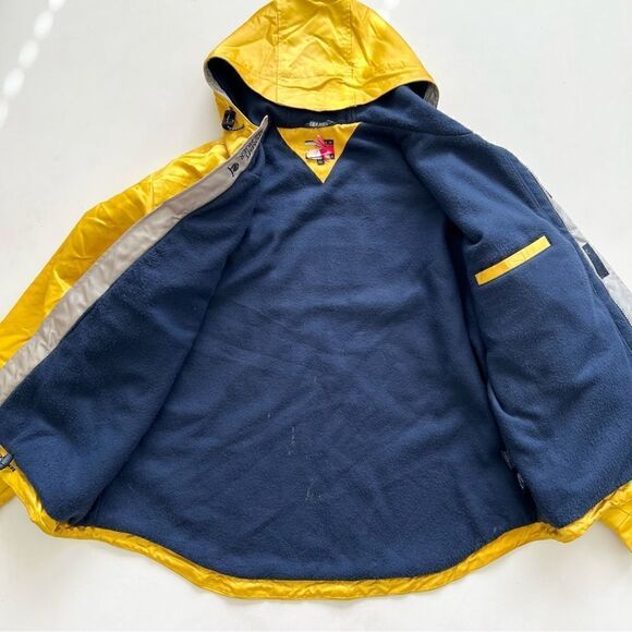 Vtg Tommy Hilfiger Big Flag Logo Gold Hooded Parka Jacket Metallic Mens Size L - Picture 11 of 15